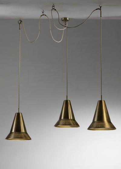 Hans Bergstr m Set of 3 Hans Bergstr m brass pendants