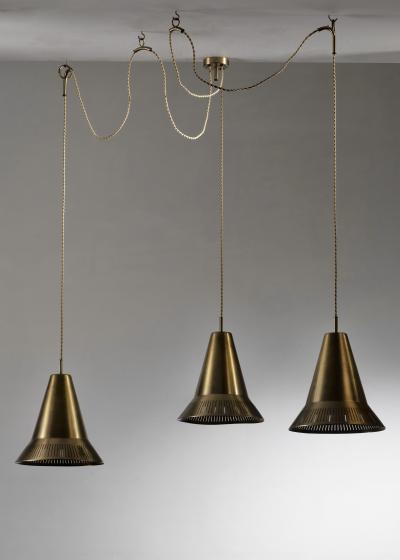 Hans Bergstr m Set of 3 Hans Bergstr m brass pendants