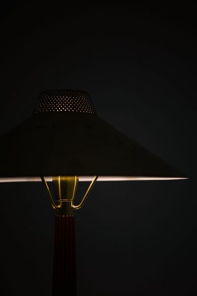 Hans Bergstr m Table Lamp in Brass and Mahogany by Hans Bergstr m 1950s