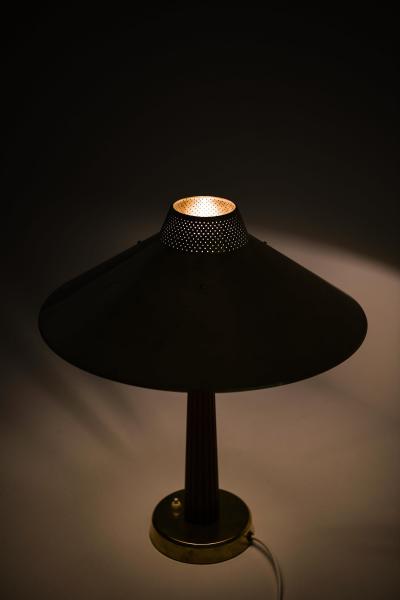 Hans Bergstr m Table Lamp in Brass and Mahogany by Hans Bergstr m 1950s