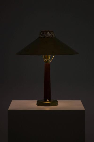 Hans Bergstr m Table Lamp in Brass and Mahogany by Hans Bergstr m 1950s