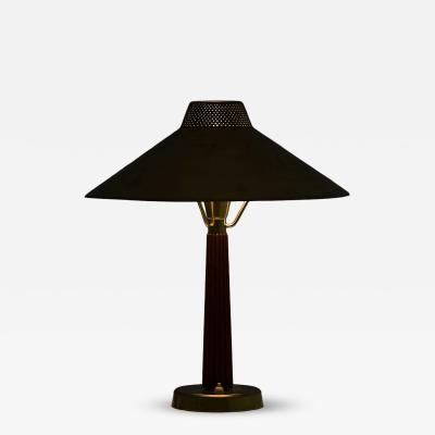 Hans Bergstr m Table Lamp in Brass and Mahogany by Hans Bergstr m 1950s