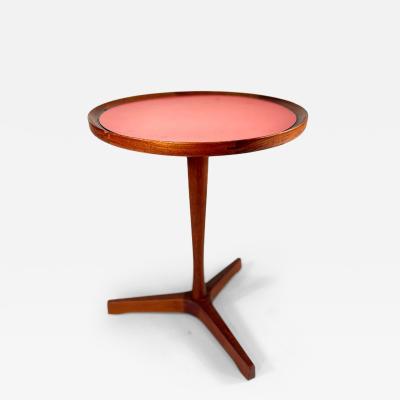 Hans C Andersen Hans C Andersen Solid Teak Side Table by Artex with Red Top