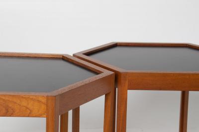 Hans C Andersen Set 2 Hans C Andersen Danish modern Teak Hexagon Stacking End Tables
