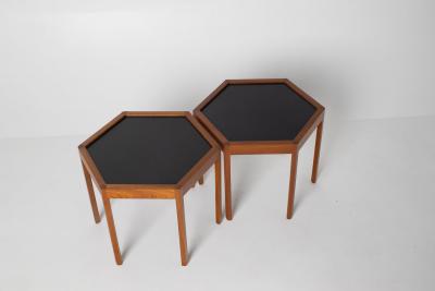 Hans C Andersen Set 2 Hans C Andersen Danish modern Teak Hexagon Stacking End Tables