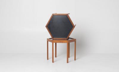 Hans C Andersen Set 2 Hans C Andersen Danish modern Teak Hexagon Stacking End Tables