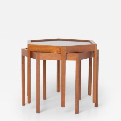 Hans C Andersen Set 2 Hans C Andersen Danish modern Teak Hexagon Stacking End Tables