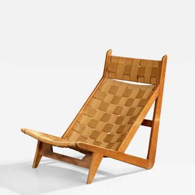 Hans Frost Nielsen Hans Frost Nielsen Attribution Lounge Chair with Oak and Webbing Denmark 1960s