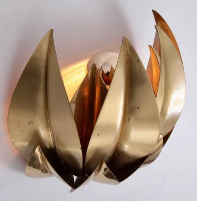 Hans K gl 1 of 4 Huge Brass Palm Tree Leaf Sconces or Wall Lamps