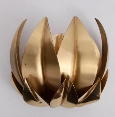 Hans K gl 1 of 4 Huge Brass Palm Tree Leaf Sconces or Wall Lamps