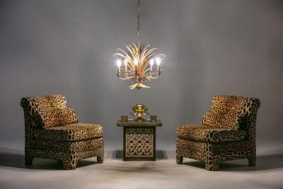 Hans K gl 1940s Hollywood Regency Hans K gl Gilt Sheaf of Wheat Five Arm Chandelier