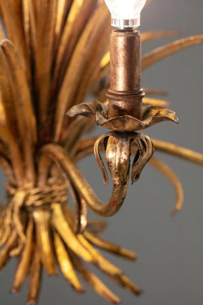 Hans K gl 1940s Hollywood Regency Hans K gl Gilt Sheaf of Wheat Five Arm Chandelier