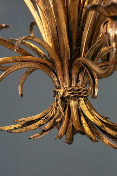 Hans K gl 1940s Hollywood Regency Hans K gl Gilt Sheaf of Wheat Five Arm Chandelier