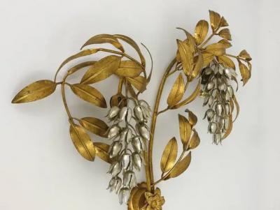 Hans K gl Hans K gl Large Hollywood Regency Gilt Metal Wall Light Sconce Maison Jansen
