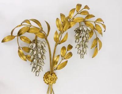 Hans K gl Hans K gl Large Hollywood Regency Gilt Metal Wall Light Sconce Maison Jansen