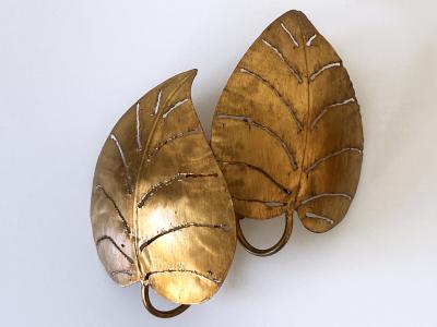 Hans K gl Set of Two Large Mid Century Double Monstera Leaf Sconces by Hans K gl 1970s