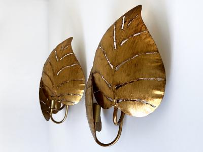 Hans K gl Set of Two Large Mid Century Double Monstera Leaf Sconces by Hans K gl 1970s