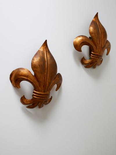 Hans K gl Set of Two Mid Century Modern Gilt Metal Lily Sconces by Hans K gl 1970s Germany