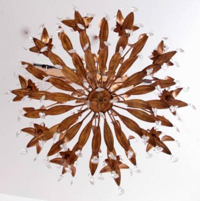 Hans K gl Very Huge Gilt Metal and Crystal Glass Chandelier in the Manner of Hans K gl
