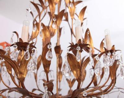 Hans K gl Very Huge Gilt Metal and Crystal Glass Chandelier in the Manner of Hans K gl