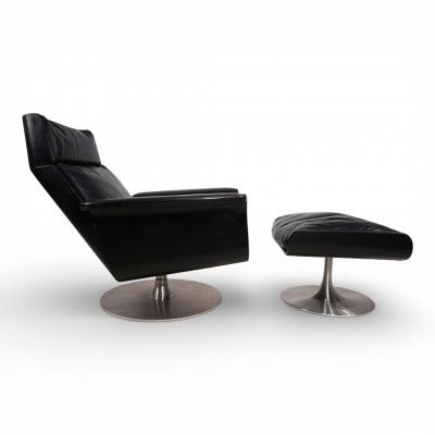 Hans Kaufeld Kaufeld Siesta 62 leather lounge chair with ottoman by Jacques Brule 1960