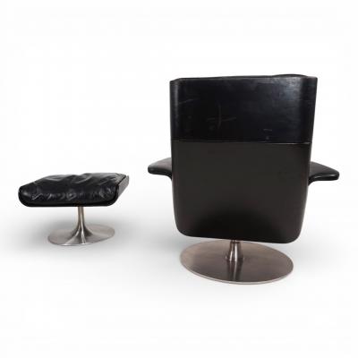 Hans Kaufeld Kaufeld Siesta 62 leather lounge chair with ottoman by Jacques Brule 1960