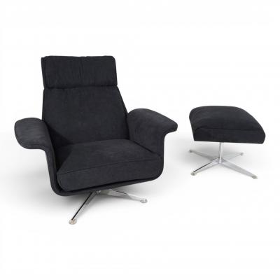 Hans Kaufeld Kaufeld Siesta 62 lounge chair with ottoman by Jacques Brule 1960