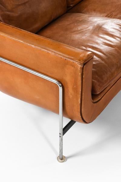 Hans Kaufeld Very Rare Cognac Colored Leather Sofa by Jacques Brule 1963s