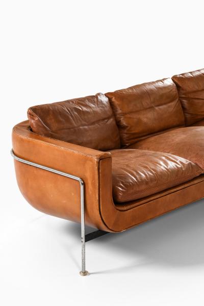 Hans Kaufeld Very Rare Cognac Colored Leather Sofa by Jacques Brule 1963s
