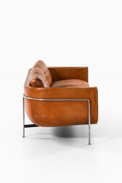 Hans Kaufeld Very Rare Cognac Colored Leather Sofa by Jacques Brule 1963s