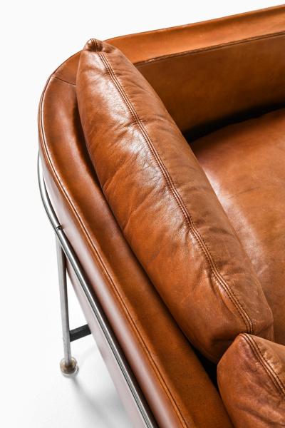 Hans Kaufeld Very Rare Cognac Colored Leather Sofa by Jacques Brule 1963s