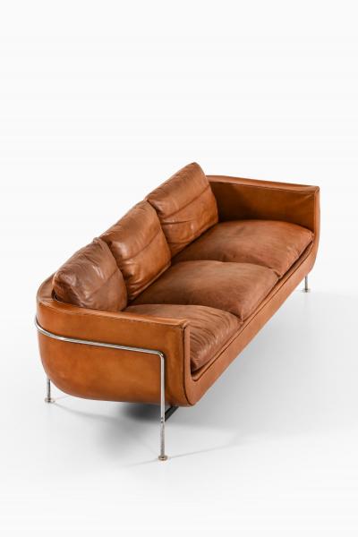 Hans Kaufeld Very Rare Cognac Colored Leather Sofa by Jacques Brule 1963s