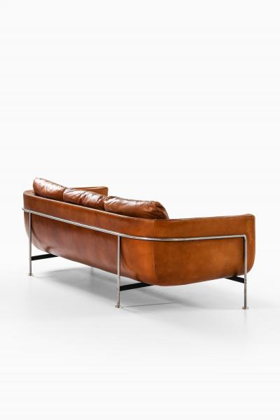 Hans Kaufeld Very Rare Cognac Colored Leather Sofa by Jacques Brule 1963s