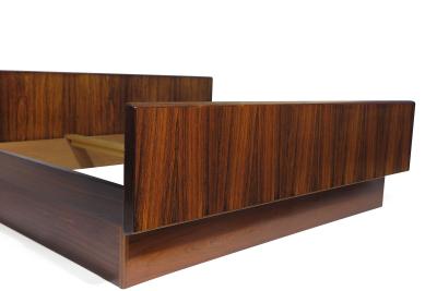 Hans Olsen Danish Rosewood Bed Frame with Floating Nightstands