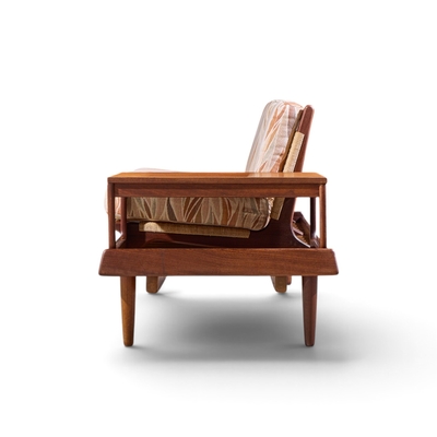 Hans Olsen Hans Olsen Model 161 Danish Teak and Cane Modular 2 Seat Sofa with Table