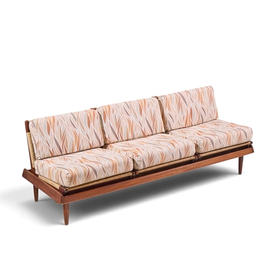Hans Olsen Hans Olsen Model 161 Danish Teak and Cane Modular 2 Seat Sofa with Table Pair