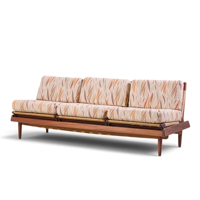 Hans Olsen Hans Olsen Model 161 Mid Century Danish Teak and Cane Modular 3 Seat Sofa