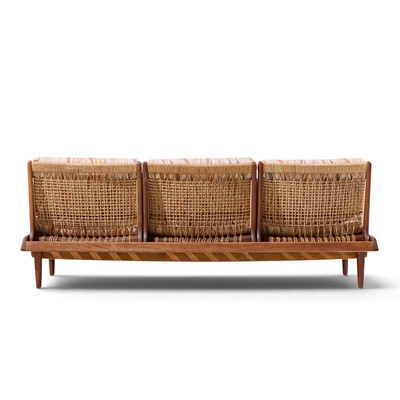Hans Olsen Hans Olsen Model 161 Mid Century Danish Teak and Cane Modular 3 Seat Sofa