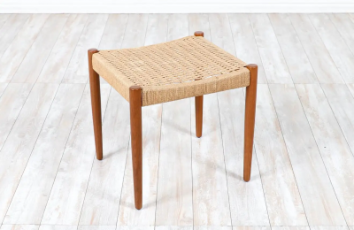 Hans Olsen Hans Olsen Teak Rush Chord Stool for Frem Rojle