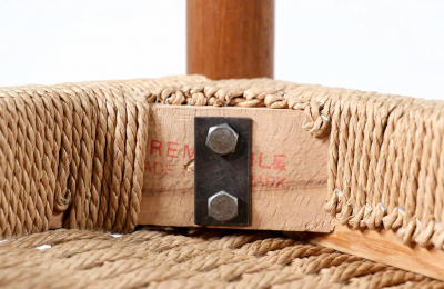 Hans Olsen Hans Olsen Teak Rush Chord Stool for Frem Rojle