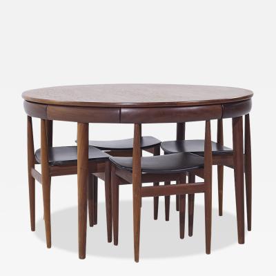 Hans Olsen Hans Olsen for Frem Rojle MCM Expanding Teak Dining Table with 4 Nesting Chairs