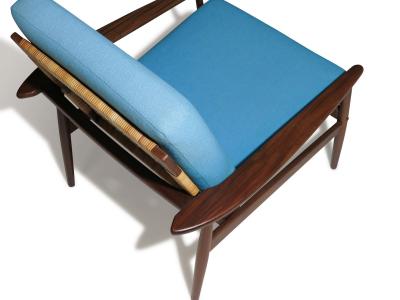 Hans Olsen Hans Olsen for Juul Kristensen Mid century Danish Lounge Chair with Cane Back