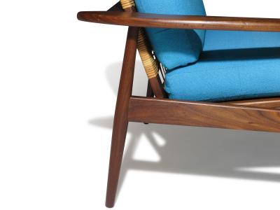 Hans Olsen Hans Olsen for Juul Kristensen Mid century Danish Lounge Chair with Cane Back