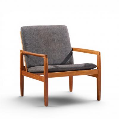 Hans Olsen Hans Olsen for Juul Kristensen Model 519 Danish Teak and Cane Chairs Pair