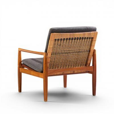 Hans Olsen Hans Olsen for Juul Kristensen Model 519 Danish Teak and Cane Chairs Pair