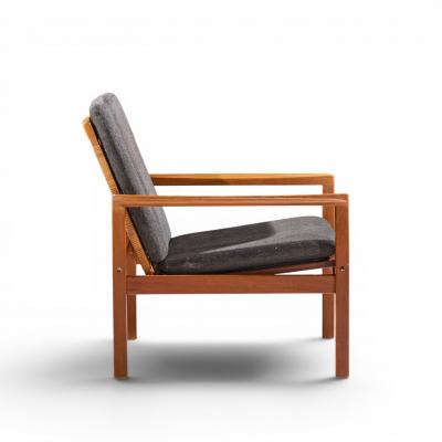 Hans Olsen Hans Olsen for Juul Kristensen Model 519 Danish Teak and Cane Chairs Pair