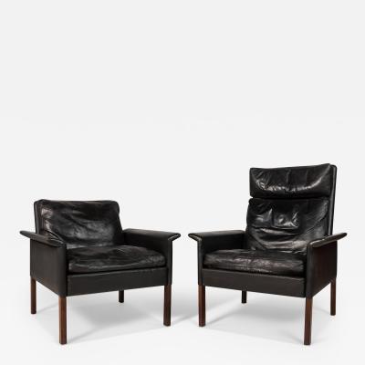 Hans Olsen Set of Two His and Her Model 500 Lounge Chairs in Rosewood