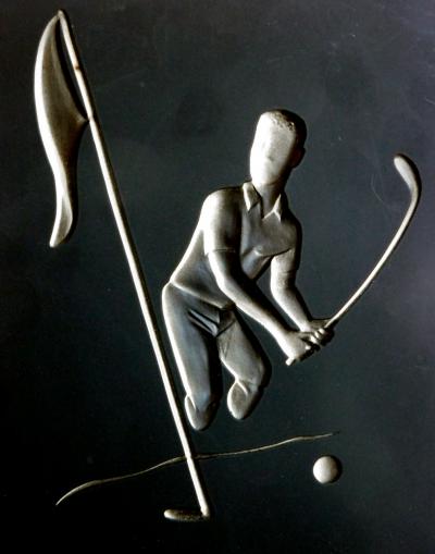 Hans Richter Fun Set of 3 Hans Richter 1961 Artcraft Plaster Negative Relief Sports Plaques