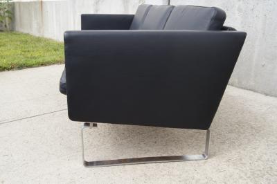 Hans Wegner Black Leather Sofa by Hans Wegner Model CH103 for Carl Hansen Son