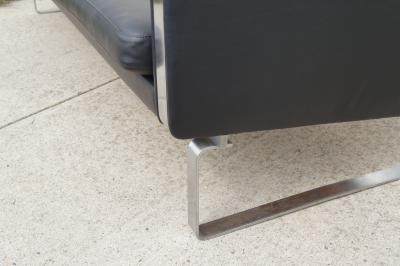 Hans Wegner Black Leather Sofa by Hans Wegner Model CH103 for Carl Hansen Son